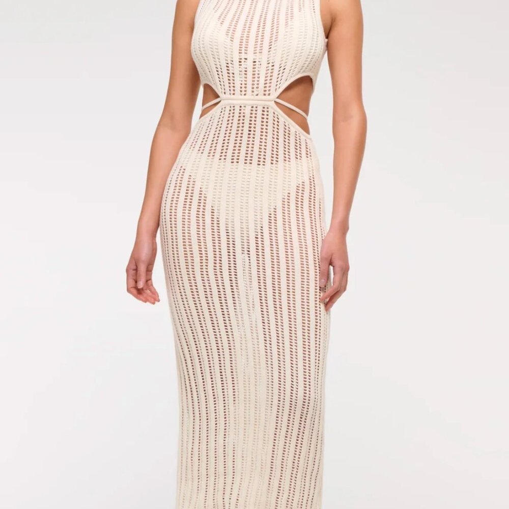 Abercrombie & Fitch Crochet-Style Cutout Maxi Dress Coverup - Size M